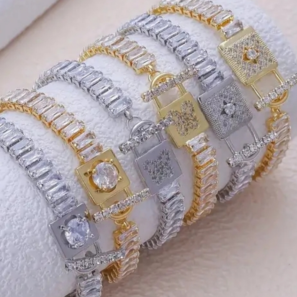 Women's andMen's Rectangular Zirconia Full Zirconia Fashion Personality Bracelet